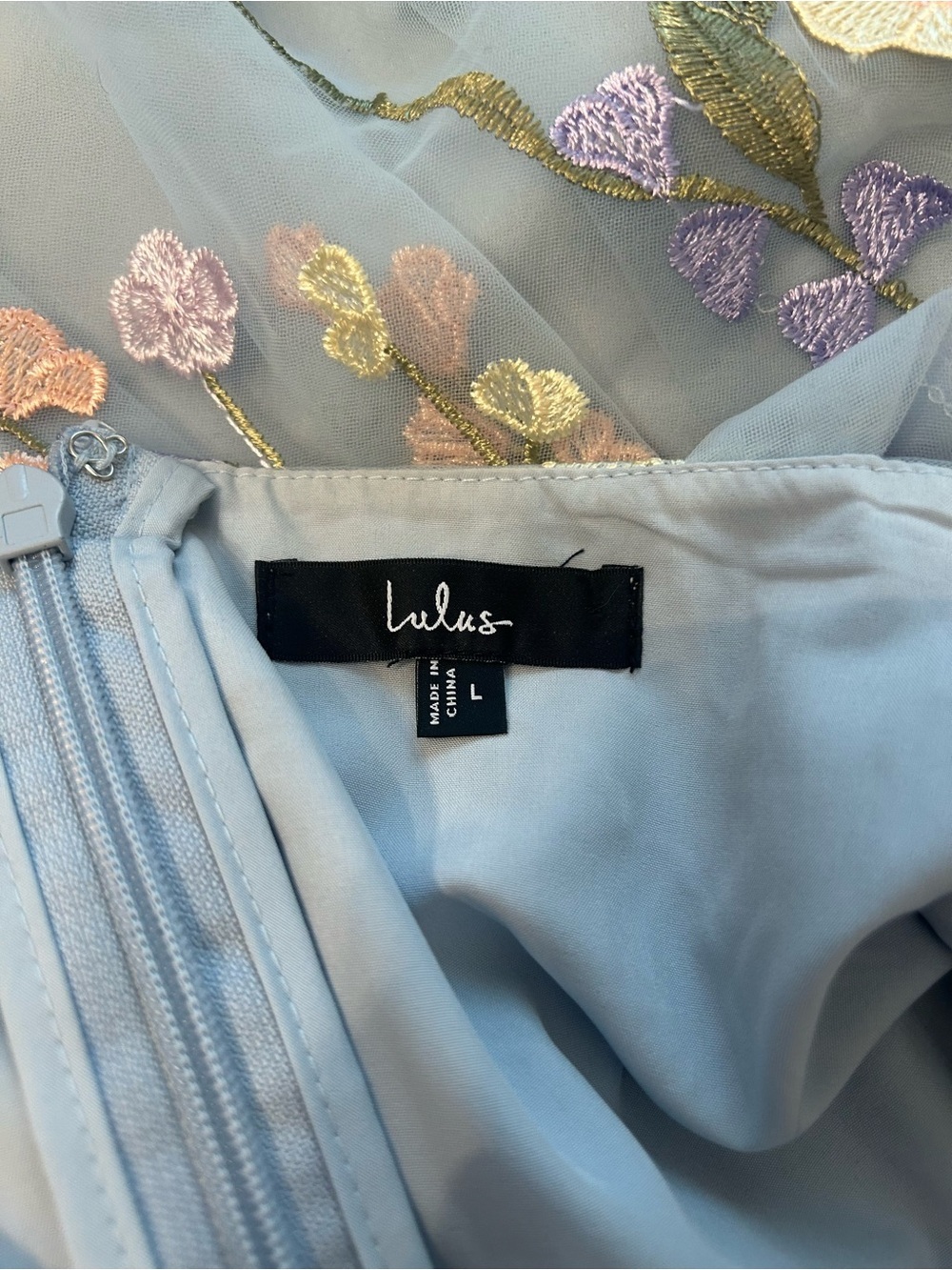 Lulu's Pastel Blue Floral Embroidered Mini Dress - Picture 6 of 8
